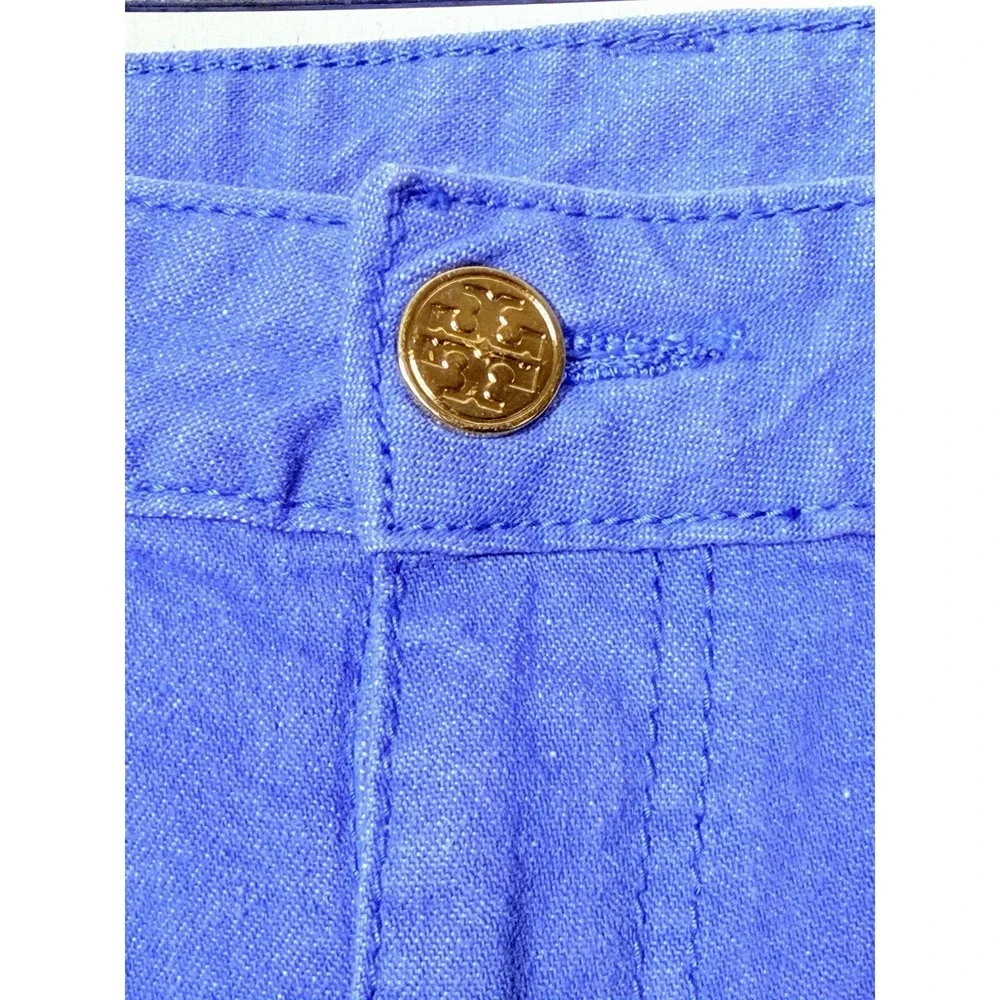 Tory Burch Blue Flare Pants Sz 30 Stretch Cotton Bootcut Preppy Chic‎ Trouser